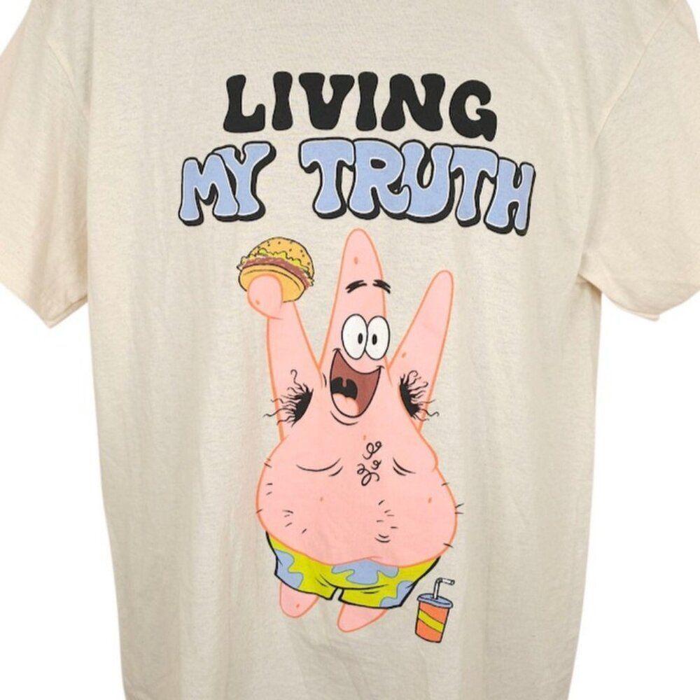 SpongeBob SquarePants T Shirt Mens Size Large Cream Nickelodeon Patrick Star